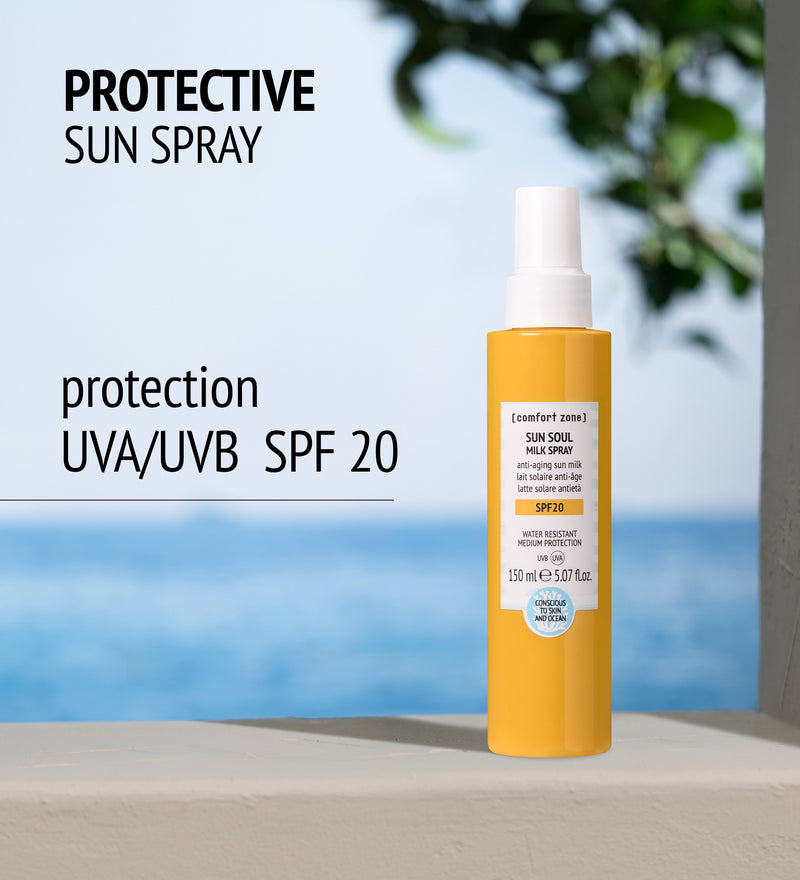 Comfort Zone: SUN SOUL MILK SPRAY SPF20   Anti-aging body sun milk  -
